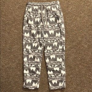 Gray and White Patterned Pajama Pants